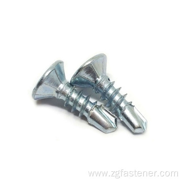 Blue and White Zinc Countersunk Head Drilling Screw